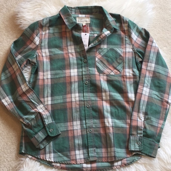 Current/Elliot green plaid button down shirt medium NWT - Picture 2 of 7